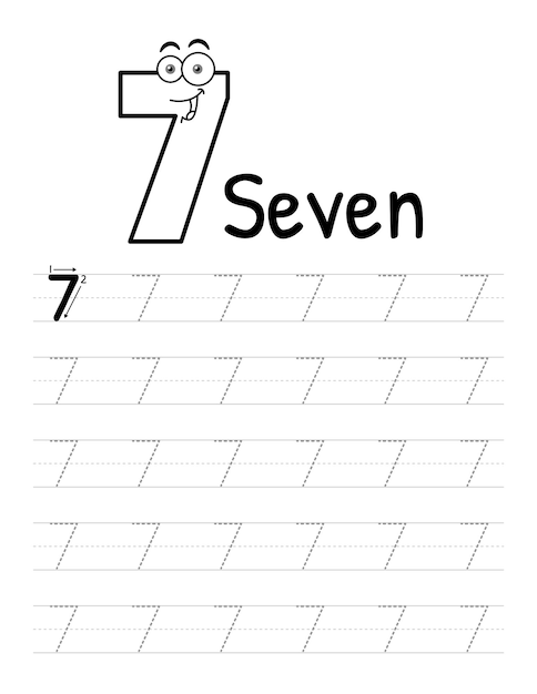 Number Tracing Book Interior For Kids Children Writing Worksheet Premium Vector Elements 7