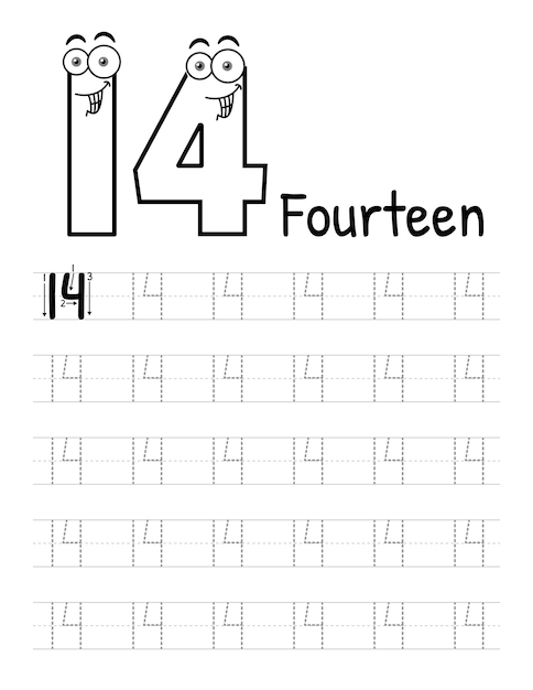 Number Tracing Book Interior For Kids Children Writing Worksheet Premium Vector Elements15