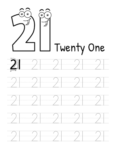 Number Tracing Book Interior For Kids Children Writing Worksheet Premium Vector Elements22