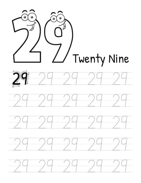 Number Tracing Book Interior For Kids Children Writing Worksheet Premium Vector Elements30