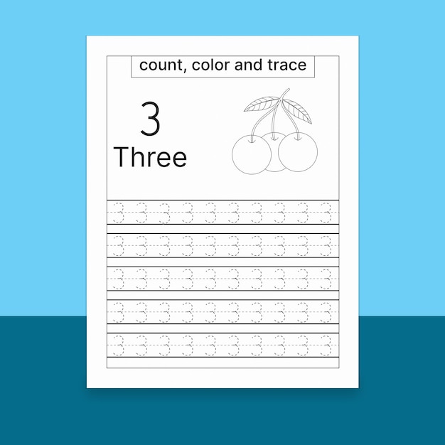 Number Tracing and Coloring Worksheet for kids