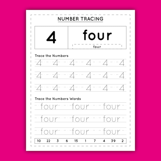 Number Tracing Worksheet for Kids