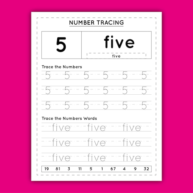 Number Tracing Worksheet for Kids