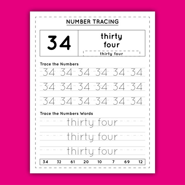 Number Tracing Worksheet for Kids