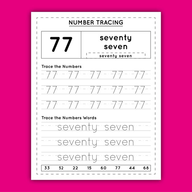 Number Tracing Worksheet for Kids