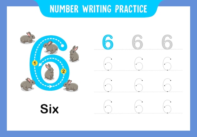 number writing education practice number six 6