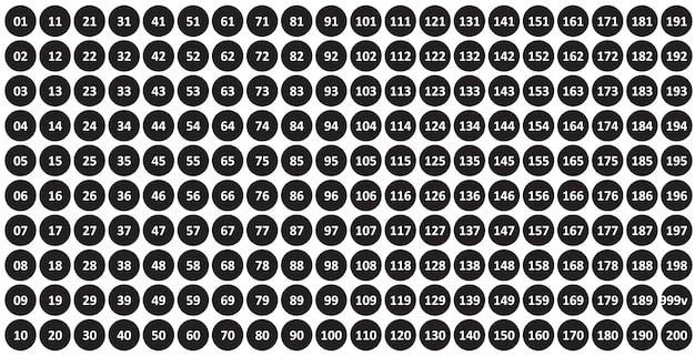 Numbered Stickers 1 to 200 Rounded Shape Vector Resizable