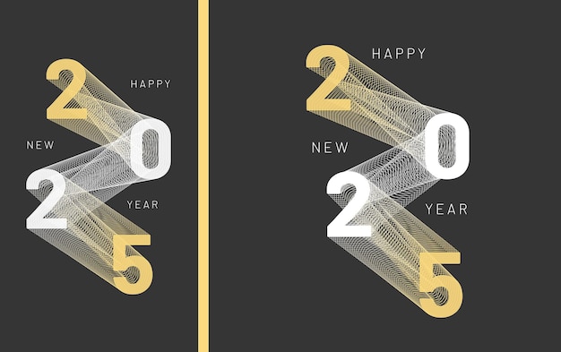 Vector numbers 2025 connected by lines mesh happy new year sample text