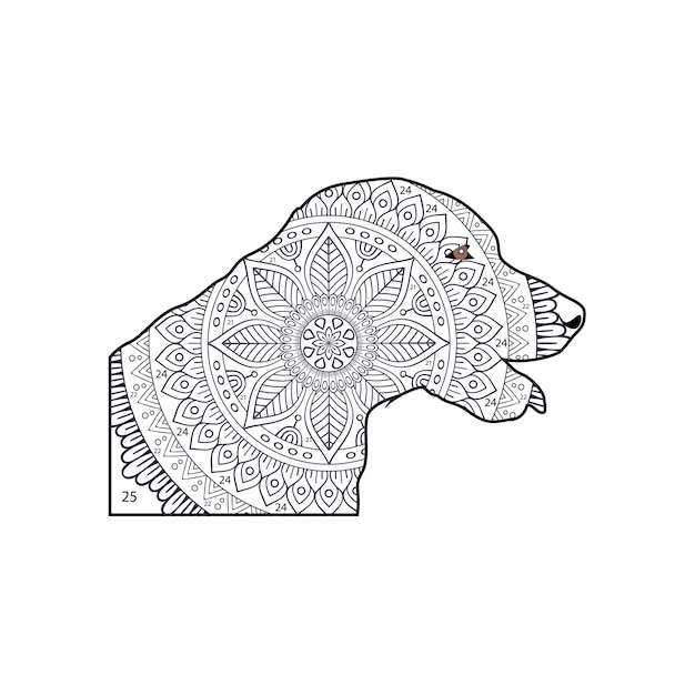 Numbers animal mandala coloring page