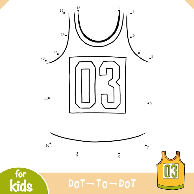 Numbers dot to dot game for children Basketball jersey