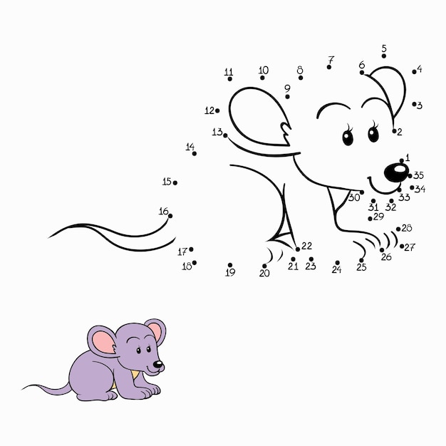 Numbers game dot to dot education game for children cartoon mouse