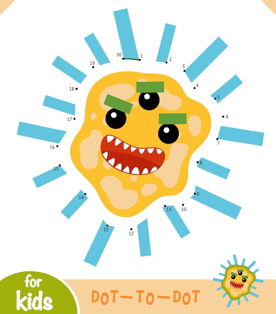 Numbers game dot to dot game for children Cute bacteria and virus character