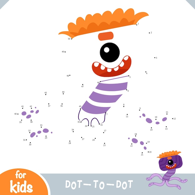 Numbers game education dot to dot game for children bacteria and virus character