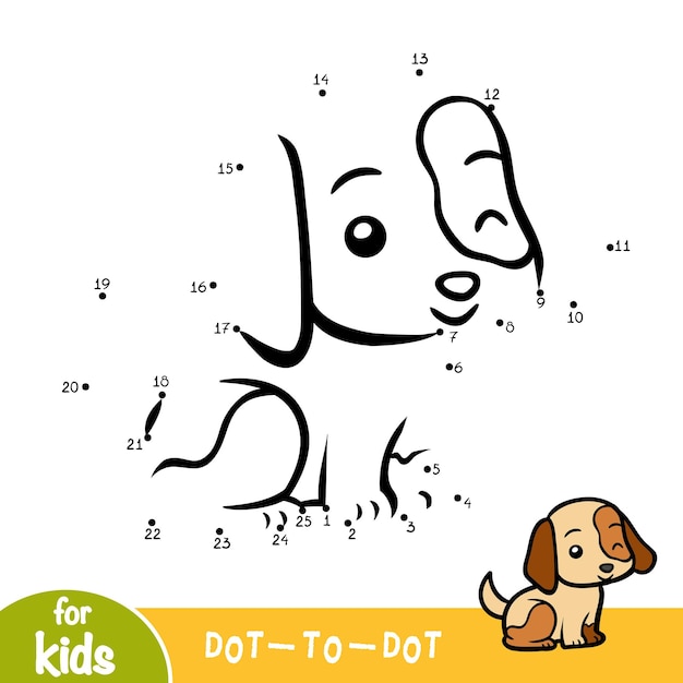 Numbers game education dot to dot game for children Dog