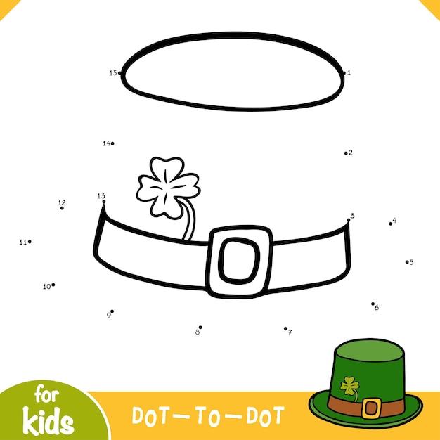 Numbers game education dot to dot game Leprechaun hat