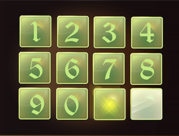 numbers glass button for the application interface 