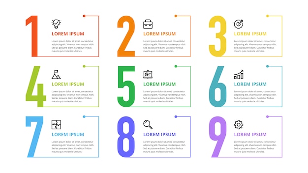 Numbers Infographic for Business Options, Steps, Processes