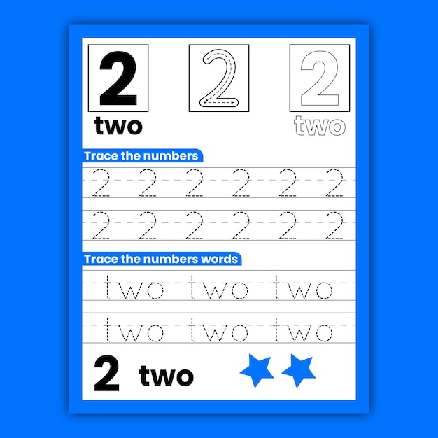 Numbers and numbers words tracing worksheet for kids