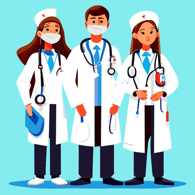 nurse characters group medical team isolated vector illustartion vector illustration