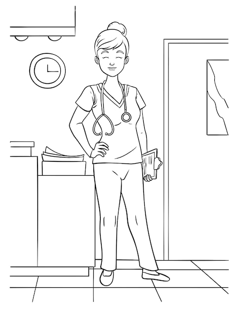 Nurse Coloring Page for Kids