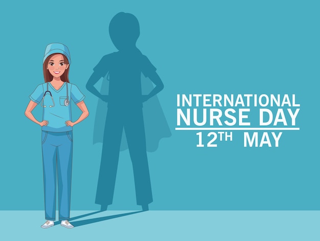 Nurse day celebrating hero silhouette