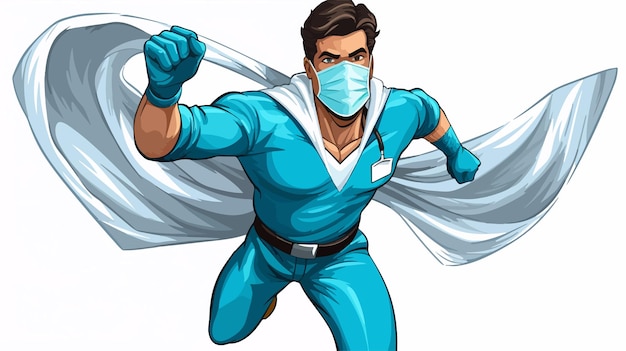 Vector nurse or doctor superhero in surgical or hospital setting