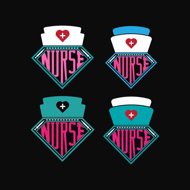 Vector nurse logo bundle typography quote tshirt design