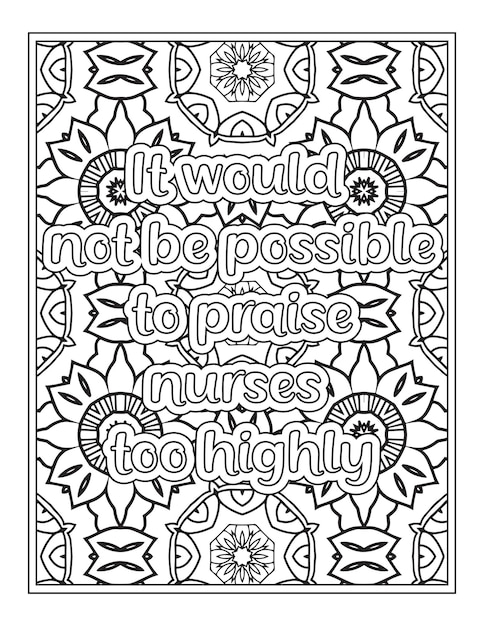 Nurse Quotes Coloring Book Page for Adult