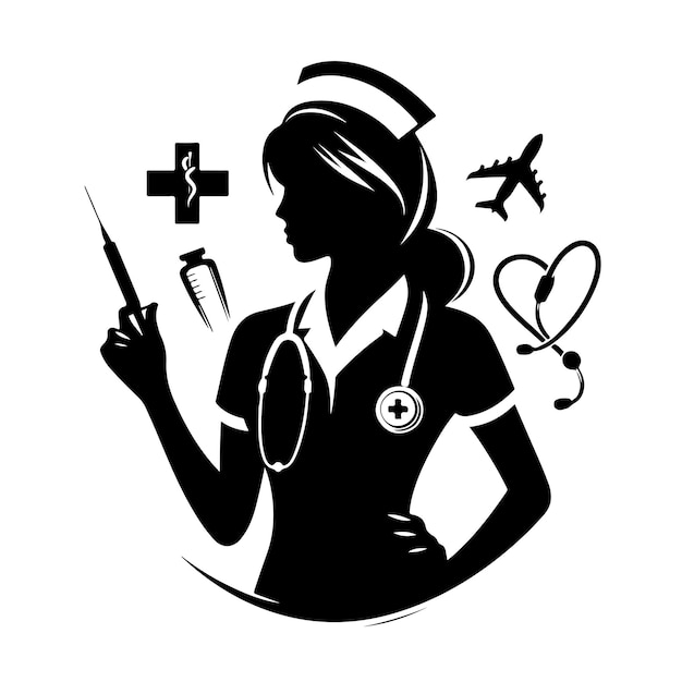 Vector nurse silhouette vector illustration