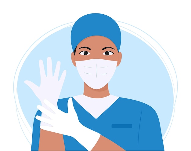 Vector nurse in uniform operating room nurse surgeon medical worker in a mask international nurses day