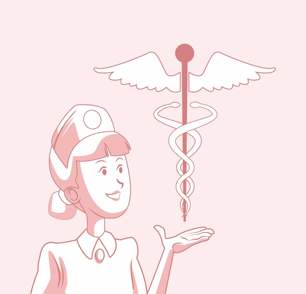 Nurse with caduceus medical symbol 