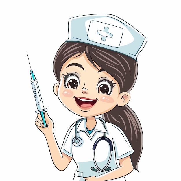 Vector a nurse with a syringe that says medical on it