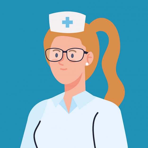 Nurse with uniform, female nurse, hospital worker vector illustration design