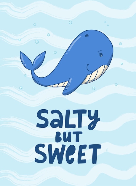 Nursery sea poster with quote and whale