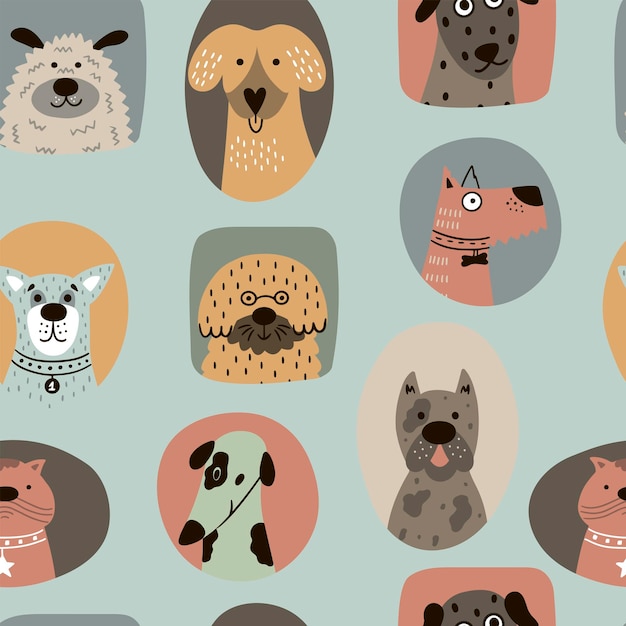 Nursery seamless pattern with cute dogs