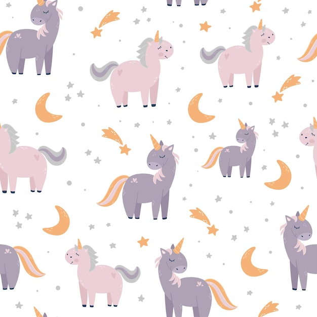 nursery seamless pattern with unicorns