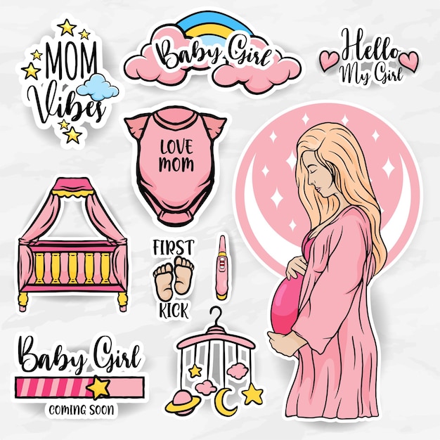 nursery stickers mother holding baby clip art collections set with quotes