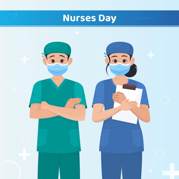 Nurses Day Cute Clipart Cartoon Health Hospital Character Drawing Illustration Vector