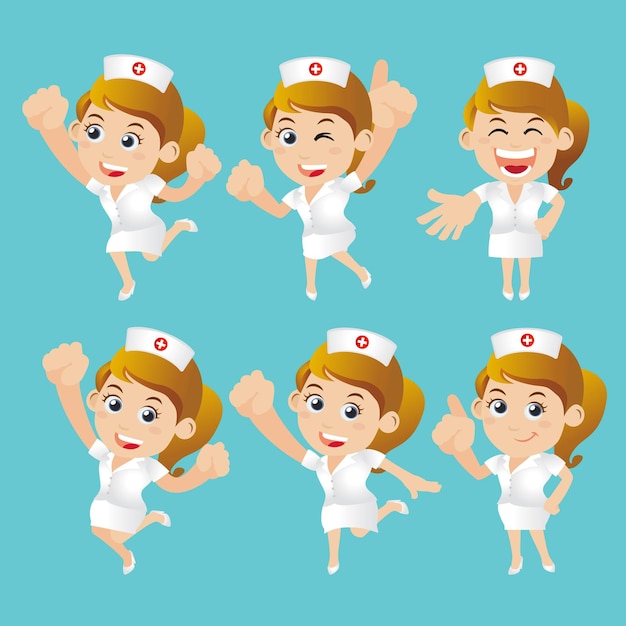 Nursing staff in different poses