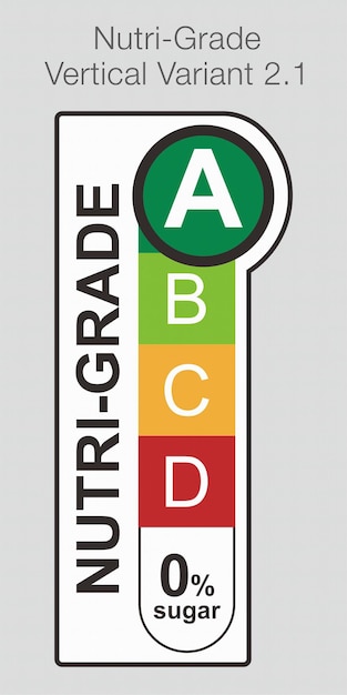 Nutrigrade Grading System Food Sugar Level Beverages Mark Label Vertical Variant 2 A