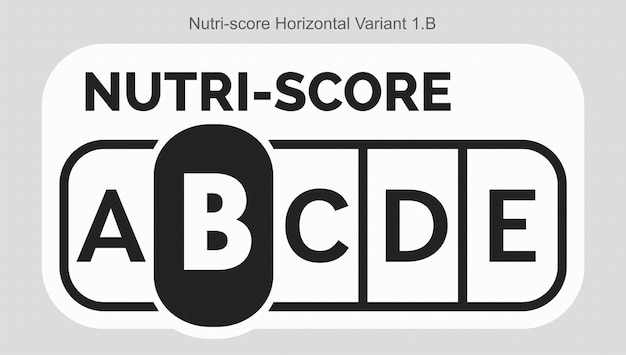 Nutriscore Grading System Food Sugar Level Beverages Mark Label Horizontal Variant 1 B Monochrome