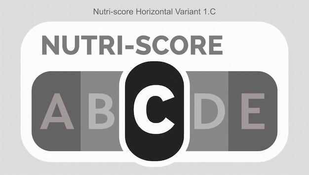 Nutriscore Grading System Food Sugar Level Beverages Mark Label Horizontal Variant 1 C Monochrome