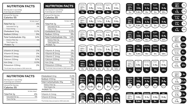 Nutrition facts and information label