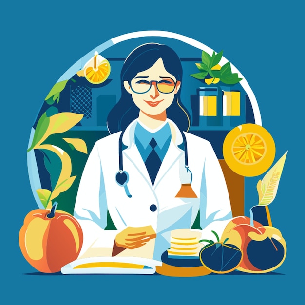 nutritionist in the oficce vector illustration