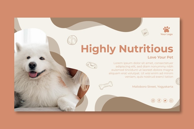 Vector nutritious animal food banner template