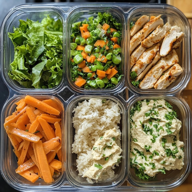 Vector nutritious meal prep a colorful array of balanced ingredients for healthy weekday lunches