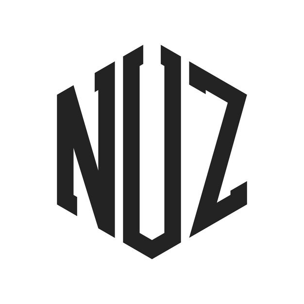 Vector nuz logo design initial letter nuz monogram logo using hexagon shape