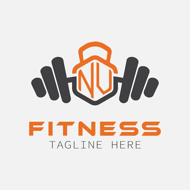 NV initial monogram for Fitness logo with Polygon style design