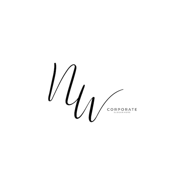 NW handwritten logo template Initial signature vector