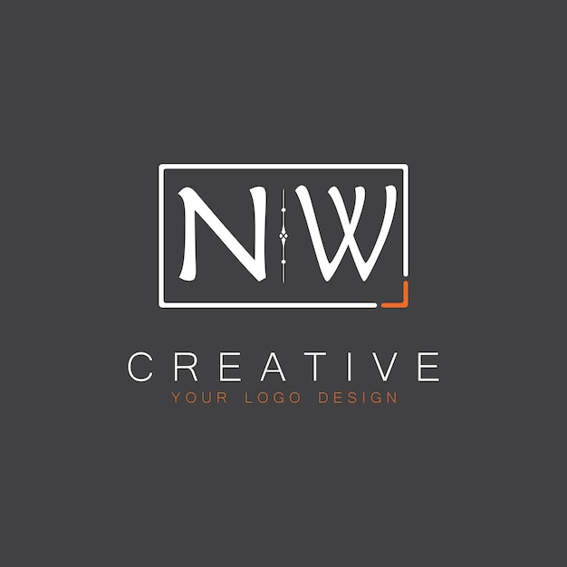 Vector nw initial monogram logo for creative with square style design